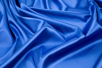 Wall Mural - Close up of blue silk. Texture.