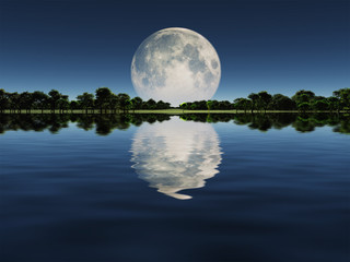 moonrise over lake