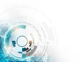 Fototapete - Technology abstract vector background, circuit board and halftone effect, design with place for your content