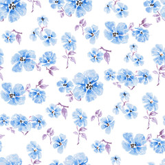 Poster - Watercolor flowers seamless pattern over white background