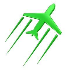 Wall Mural - Green airplane symbol 