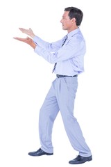 Aufkleber -  Businessman walking while gesturing with hands