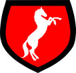 Horse on the red shield