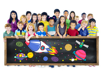 Wall Mural - Planets Aircraft Drawing Earth Launch Concept