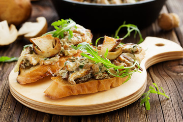 Sticker - Bruschetta with roasted wild mushrooms.