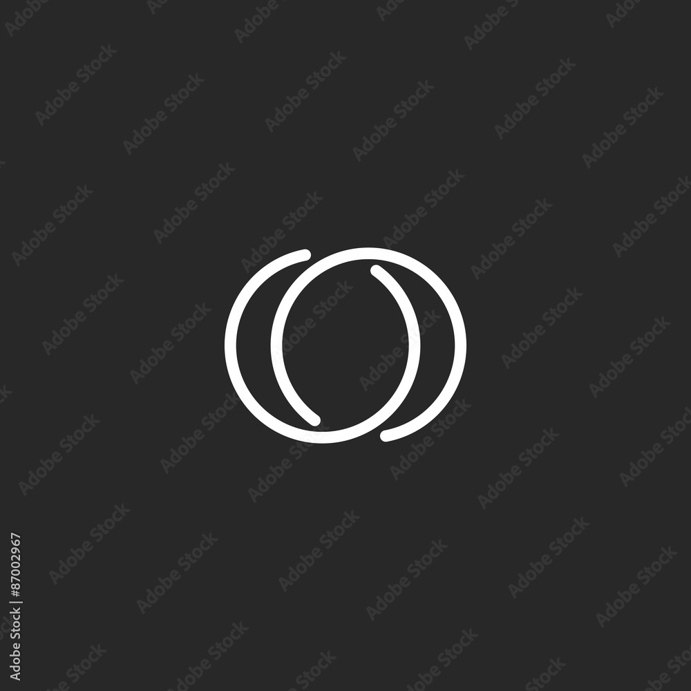 Letter O logo modern monogram symbol, black and white mockup business ...