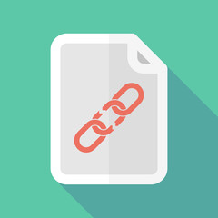 Sticker - Long shadow document icon with a broken chain