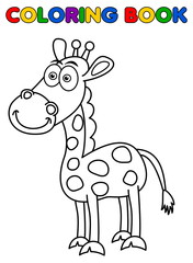 Sticker - smiling giraffe for coloring