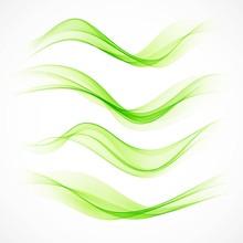 Set Of Green Wave. Vector Illustration
