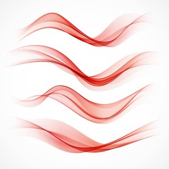 Wall Mural - Set of  wavy red banners. Vector illustration