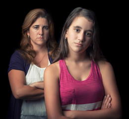 Wall Mural - Teenage girl and her mother sad and angry