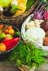 Poster - Vegetables on wooden table