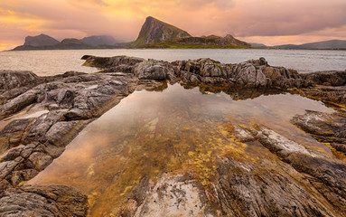 Wall Mural - sunset over lofoten islands, norway