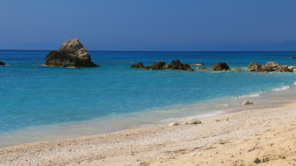 Sticker - blue Ionian sea and rocks