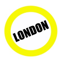 LONDON Black Stamp Text On White
