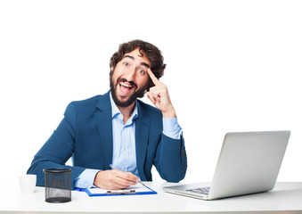 Poster -  businessman with notebook and laptop