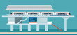 Sky train Station Flat Design Illustration Icons Objects