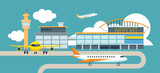 Plane and Airport Flat Design Illustration Icons Objects