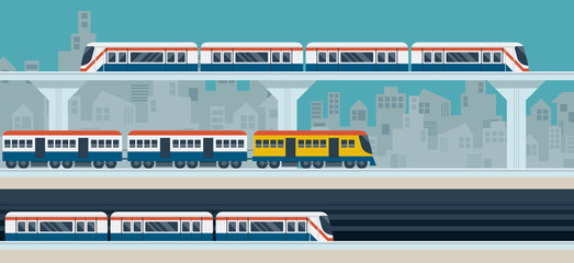 Train, Sky Train, Subway, Illustration Icons Objects