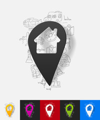 Poster - pointer paper sticker with hand drawn elements