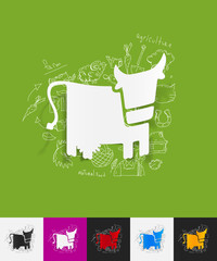 Poster - cow paper sticker with hand drawn elements