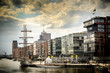 canvas print picture - Dramatische Wolken über der Hafencity in Hamburg
