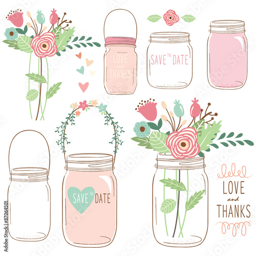 Hand Draw Wedding Flower Mason Jar This Stock Vector And Hand Draw Wedding Flower Mason Jar