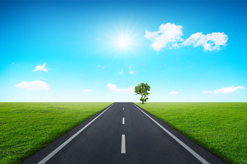 Asphalt road with blue sky