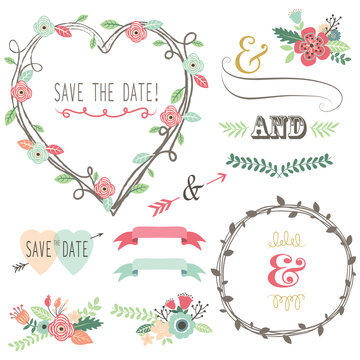 Vintage Wedding Flora Heart Shape