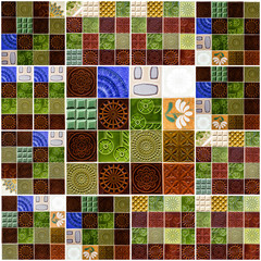 Fototapete - Background collage. Ceramic tile in Lisbon street, Portugal.