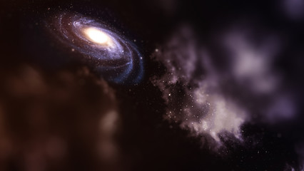Wall Mural - spiral galaxy with tilt-shift effect in deep space.