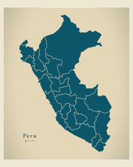 Modern Map - Peru with regions PE