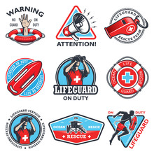 Set Of Vintage Lifeguard Emblems