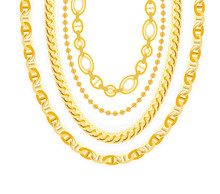 Gold Chain Jewelry. Vector Illustration.
