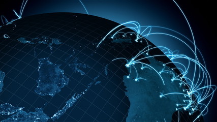 growing connections over the earth. a worldwide network expanding over the world. loops seamlessly.