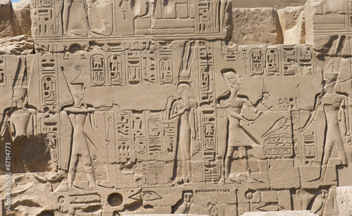 Naklejka - mata magnetyczna na lodówkę old egypt hieroglyphs carved on the stone