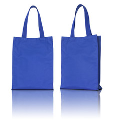 Wall Mural - blue fabric bag on white background