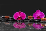 Fototapeta Kuchnia - Red two orchid with candle and therapy stones 