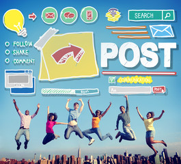 Wall Mural - Post Blog Social Media Share Online Communication Concept