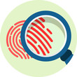 Magnifying Glass over Fingerprint.
Vector flat icon