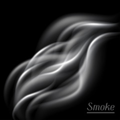 Realistic vector illustration of smoke on black background