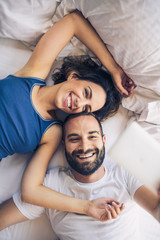 Wall Mural - Young man and woman in bed