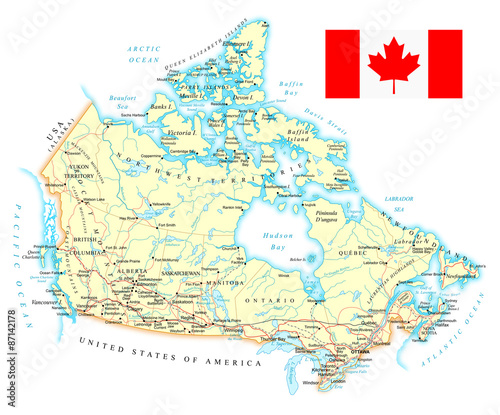 Fotografía Canada - detailed map - illustration