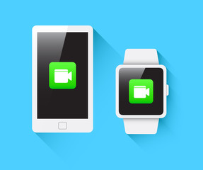 Wall Mural - Phone & Smart Watch Video Call Icon