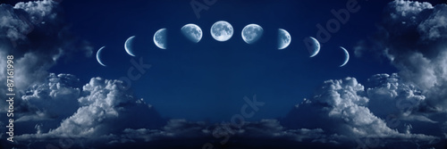 Nowoczesny obraz na płótnie Nine phases of the full growth cycle of the moon