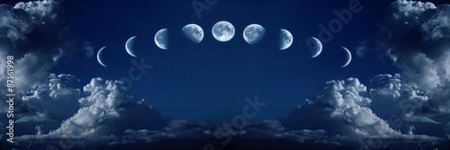Naklejka na drzwi Nine phases of the full growth cycle of the moon