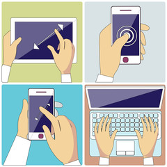 Poster - human hands holding digital devices
