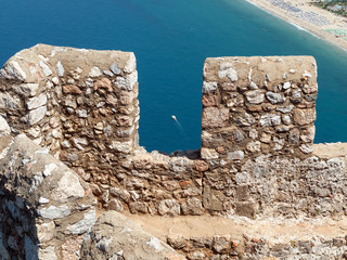 Ruins of Ottoman fortress in Alanya . Turkey.