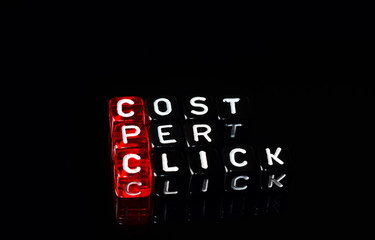 CPC Cost Per Click on black