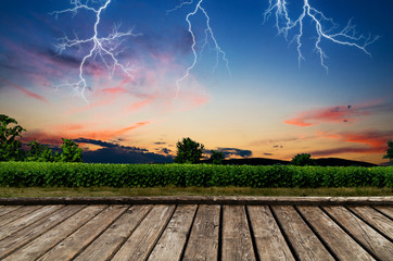 Wall Mural - thunderstorm with lightning.